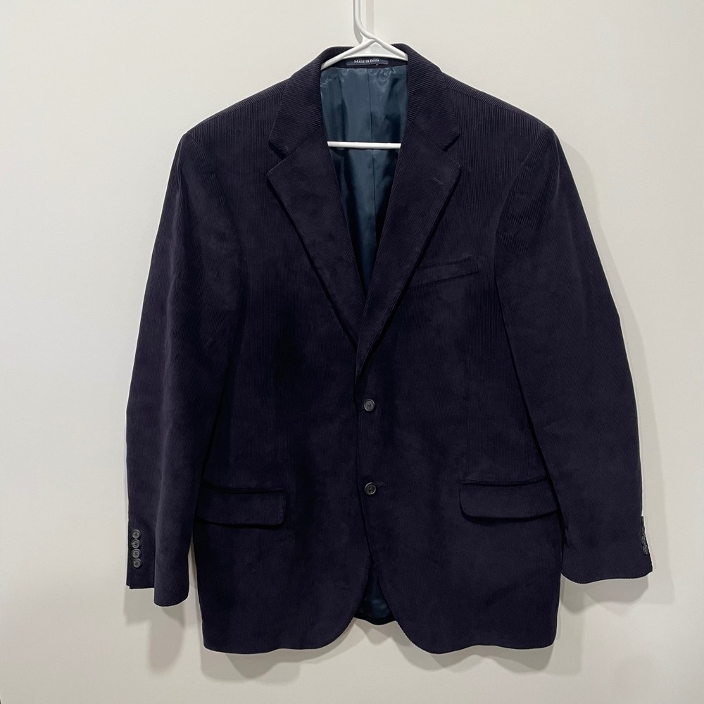 Lands End Mens Corduroy Blazer Jacket Purple 44 Long Sport Coat